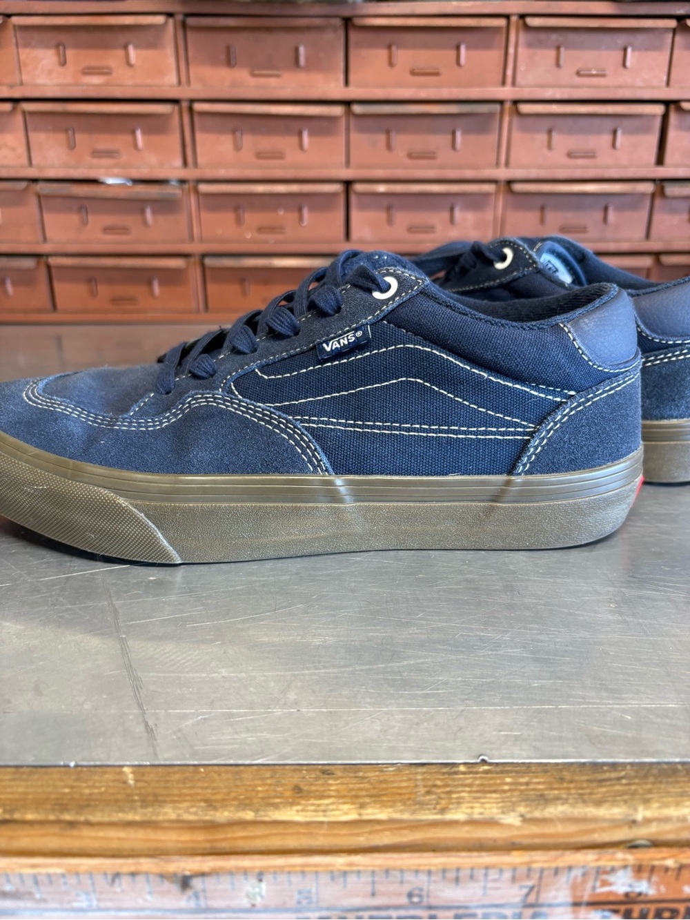 Vans Navy Low-Top Skate Sneakers with Gum Sole